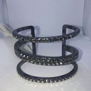 NEW! Bebe Dark Silver Triple Cuff Bar